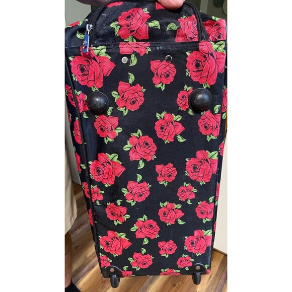 Betsey Johnson Covered Rose Rolling Duffel Luggage Bag Weekender Travel 22" - Picture 4 of 5